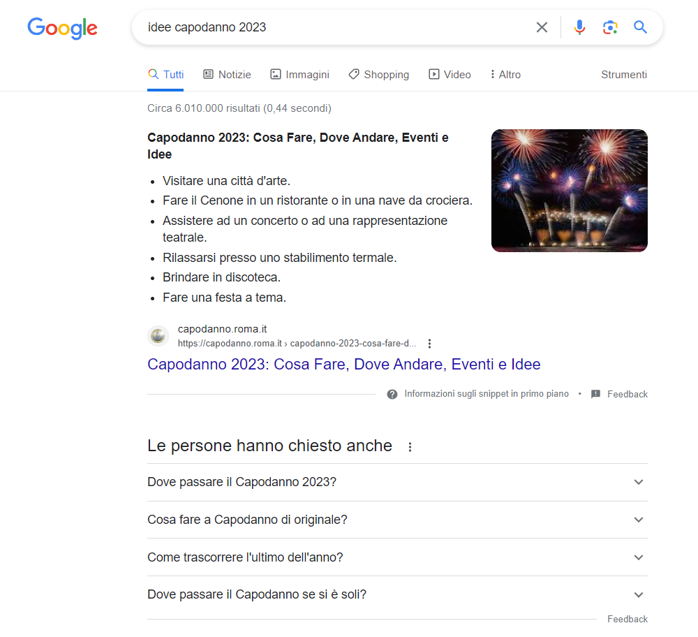 guida all'ottimizzazione seo per blog - screenshot di ricerca google